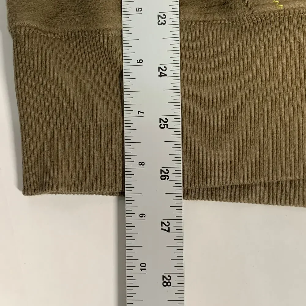 Free People Olive Green Hooded Sweatshirt with Embroidered Accents